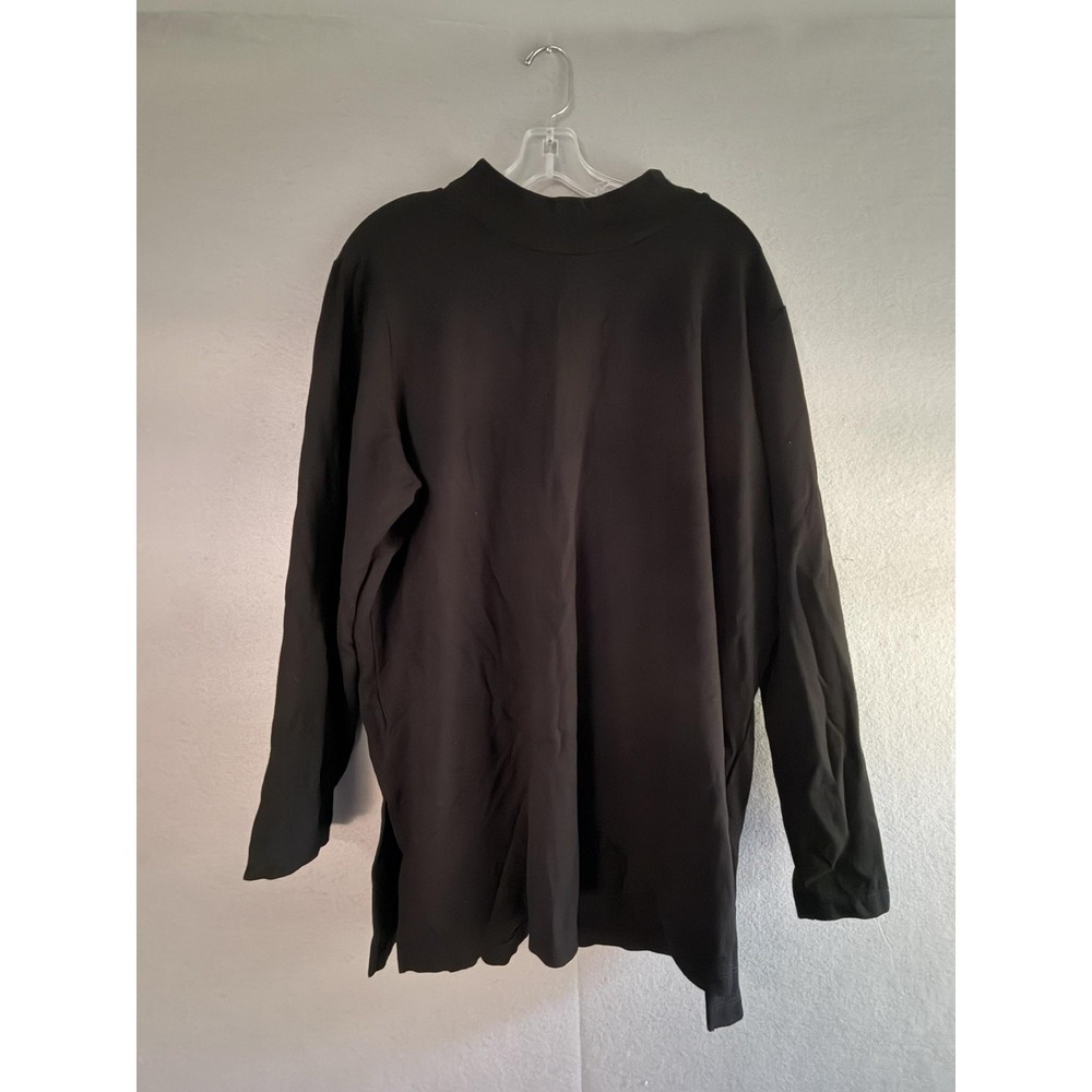 Susan Graver Blouse Womens 3X Black Mock Neck Long Sleeve Tunic Top Stretch
